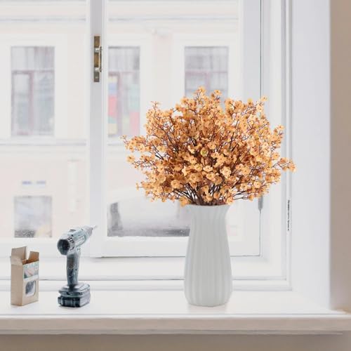 8Pcs Artificial Fall Flowers Real Touch Babys Breath Fake Brown Flowers - Image 5
