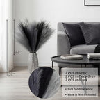 Faux Pampas Grass Decor, 9 PCS 37''/3.1FT Tall Fluffy Black Gray Fake Pompas Floral, Large Artificial Pompous Grass Branches for Floor Vase Fillers, Boho Farmhouse Room Wedding Decor - Image 3