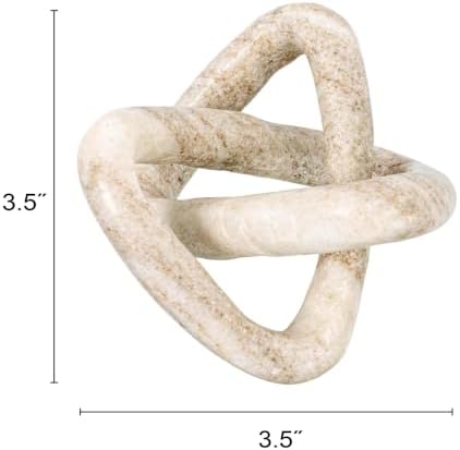 Creative Co-Op Modern Decorative Marble Link Knot, Beige - Image 2