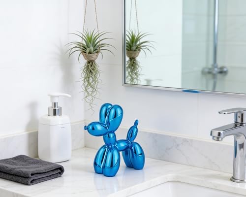 4 Inch Shiny Blue Balloon Dog Sculpture - Image 3