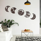 Jetec 5 Pcs Moon Phases Wall Art Decor, Wooden, Brown, 10.6 Inch, Flower - Image 6