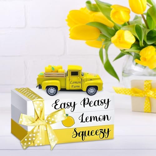 Lemon Decor Vintage Truck Decor Mini Lemons & Wooden Crate, Yellow - Image 5