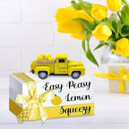 Lemon Decor Vintage Truck Decor Mini Lemons & Wooden Crate, Yellow - Image 5