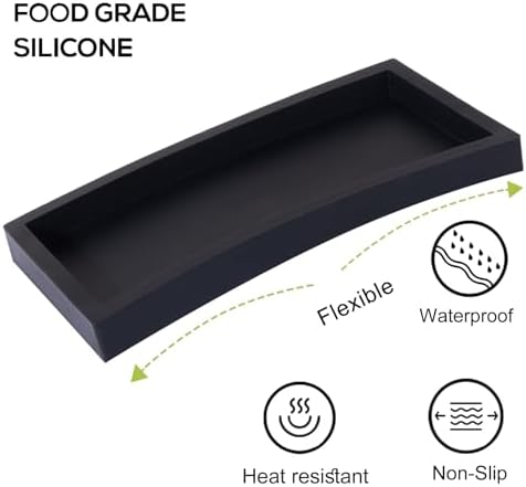 Silicone Bathroom Vanity Tray Dish Soap Holder Sink Organizer, Black - Image 3