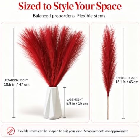 Mandy's 20 Stems Red Silk Pampas Grass Bouquet - Image 3