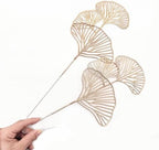 Artificial Gold Ginkgo Stems 14 Inch Apricot Leaves 12 Pack, Fake Golden Plant Leaf Glitter Picks Bushes Faux Flowers Branch Decor for Indoor Outdoor Home Garden Vase Wedding Xmas Christmas Decoration - Image 7