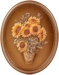 SIKOO Vintage Wall Sculptures Bronze Gold Sunflower Wall Art Hand Painted Ornate Wall Hanging Decoration Antique Pediment Wall Statue Ornament Decor Gallery for Kitchen Bedroom Living Room by SIKOO