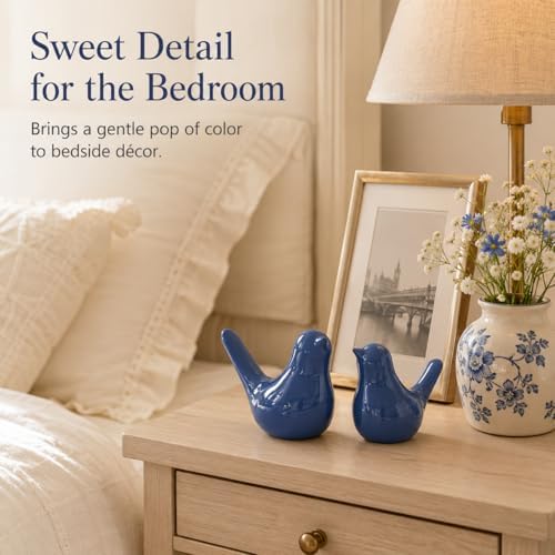 XMGZQ Small Ceramic Bird Statue and Sculpture for Home Decor Accents,Modern Animal Ornaments for Living Room,Bedroom,Coffee Table Centerpiece,Bookshelf,Cabinets,Cute Knick Knacks for Shelves (Blue) - Image 4
