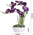 Large Silk Potted Orchid Arrangement in Oval Ribbed Ceramic Pot Dark Purple - Image 7