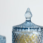 Sizikato Diamond Faceted Crystal Glass Candy Jar with Lid, 18oz Blue Decorative Jar, Nut Jar, Dried Fruit Storage Jar. - Image 6