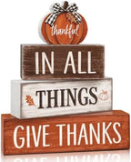 4 Pcs Fall Tiered Tray Decor, Wooden Fall Decorations for Home by Golibra
