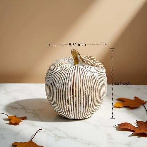 Brown-White Striped Apple Figurine, Modern Resin Apple Sculpture for Home Decor, Decorative Fruit Statue for Kitchen, Dining Room, Coffee Table & Shelf Decor - Image 4
