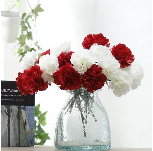 10 Stem White Fake Carnation Flowers Stem,Realistic Silk Petals Bouquet - Image 6