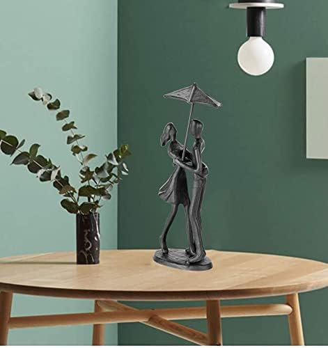 Loving Couple Under Umbrella Bronze Sculpture, Handcrafted Art Metal Statue Romantic Art Iron Statue 6th 11th 20th 40th 50th for Couple - Image 5