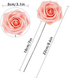 Peach Pink Rose 50pcs Foam Rose Real Looking Fake Rose with Stems Leaves for Home Decoration Party Garden Centerpieces DIY Wedding Bouquets（Peach Pink） - Image 4