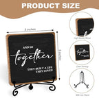 Home Wooden Decor Sign, Farmhouse Plaque with Stand, Warmth Housewarming Gifts for Women Men Family, Table Desk Cubicles Accessories for Living Room Bedroom Home Decorations - Image 2