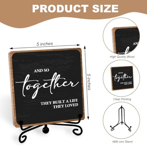 Home Wooden Decor Sign, Farmhouse Plaque with Stand, Warmth Housewarming Gifts for Women Men Family, Table Desk Cubicles Accessories for Living Room Bedroom Home Decorations - Image 2