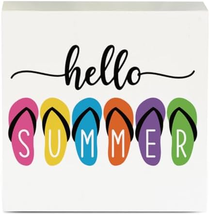 IYEZH Rustic Summer Wooden Sign - 5 x 5 Inches - Desk Decor, Wall Hanging, Office, Home, Farmhouse, Coastal, Beach, Porch - Image 7