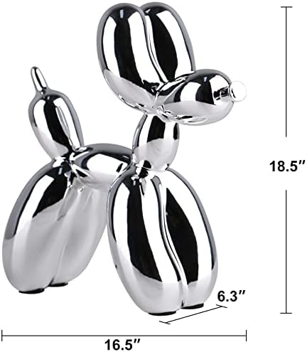 Silver Balloon Dog - Animal & Modern Sculpture Decor for Bedroom, Office & Preppy Room - Image 3
