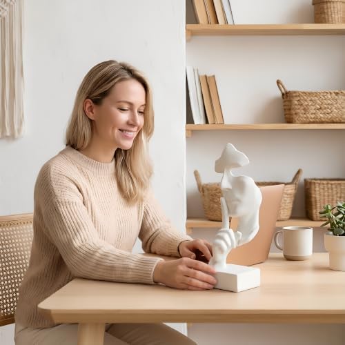 White Abstract Face Sculpture Minimalist Abstract Face Figurine Modern Home Decor Abstract Human Face Statue for Living Room Bedroom - Image 2