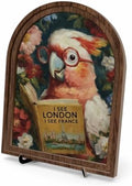 Book Lover Decor Arched Wooden Frame Tabletop Sign, Funny Reading Bird Bookshelf Decor for Desk Shelf and Reading Nook, Vintage Floral Parrot Art Accent by Unknown