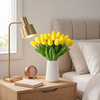 Yellow Artificial Tulips, 20 Pcs PU Real Touch Faux Flowers - Image 4