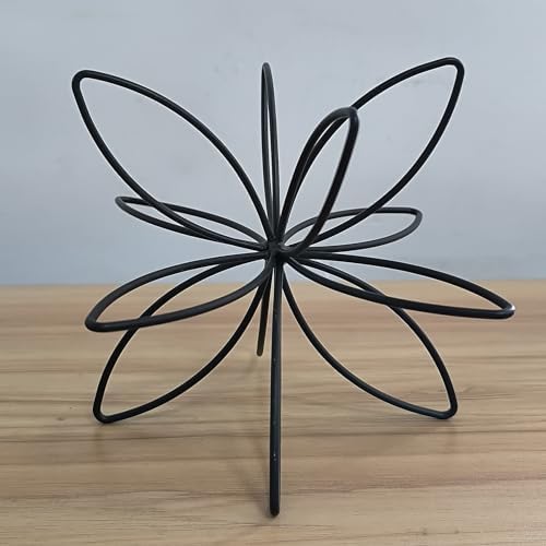 8" Black Sphere Decor, Abstract Tabletop Decorative Ball, Metal Floral Handmade Decorative Sculpture Home Decor Statues - Image 2