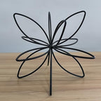 8" Black Sphere Decor, Abstract Tabletop Decorative Ball, Metal Floral Handmade Decorative Sculpture Home Decor Statues - Image 2