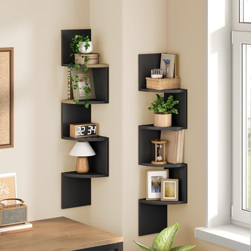 HOOBRO Corner Shelf Wall-Mounted, Set of 2 Floating Corner Shelves for Wall - Image 4