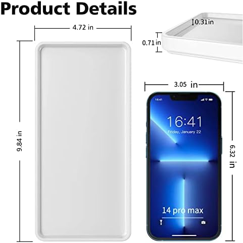 Gurygo 10" Ceramic Vanity Tray for Bathroom Counter - Large Rectangle Kitchen Soap Tray - Ceramic Trays for Kitchen Counter, White - Image 3