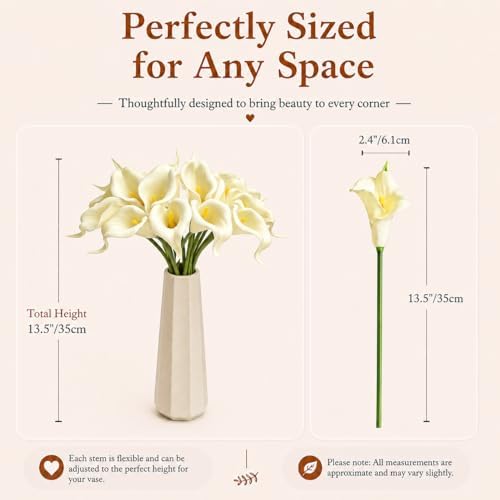 Mandy's 20pcs Cream Calla Lily Artificial Flowers - Image 3