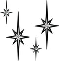 sxnzequnze 4 Pcs Star Wall Art for Home Decor Living Room Bedroom Office Metal 3D,Bling,with Hanging Hook Starburst Midcentury Sculpture Retro Gallery Accent Celestial -Black 16.5in/9.4in by sxnzequnze
