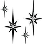 sxnzequnze 4 Pcs Star Wall Art for Home Decor Living Room Bedroom Office Metal 3D,Bling,with Hanging Hook Starburst Midcentury Sculpture Retro Gallery Accent Celestial -Black 16.5in/9.4in by sxnzequnze