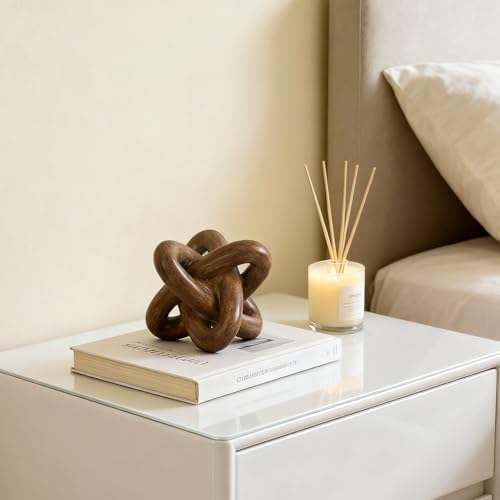 Wood-Toned Knot Sculpture, Triple-Knot Statue, Wood-Toned Home Decor, Ideal for accenting Rustic-Style Coffee Tables, Living Room TV Stands, Dining Tables, and entryway Shelving. - Image 5