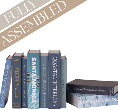 ORITZIO Blue Faux Books Set of 9 - Hidden Storage Fake Books Ideal for Coffee Table, Home Staging, Interior Design & Fashion Books, Old Money Aesthetic, Library Decor, Beach House Accessories - Image 2