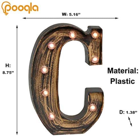 Pooqla Vintage Light Up Marquee Letters with Lights – Illuminated Industrial Style Lighted Alphabet Letter Signs - Coffee Bar Apartment Bedroom Wall Home Initials Decor A-Z - Image 4