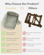 Zoeeker Self Draining Soap Dish, Ceramic Drain Soap Holder Waterfall Design - Image 4