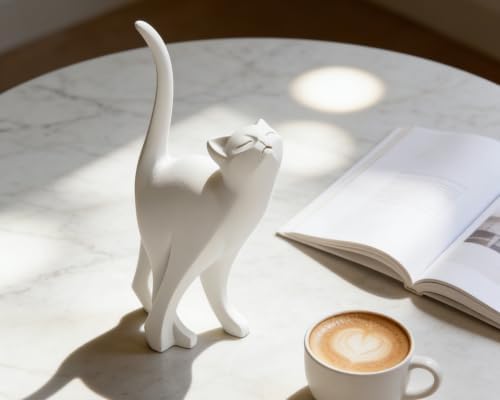 7 Inch White Proud Cat Statue - Image 4