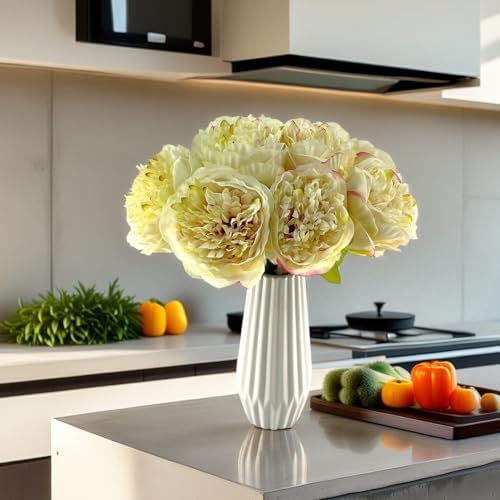 2 Bouquet 10Heads Artificial Fake Peony Flowers Silk Faux Flower for Home Office Party Wedding Decorations - Image 4