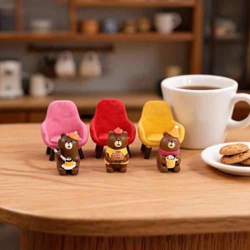 Mevodeata Bear Figurine Set of 6, 3 Bears on Mini Sofas, Chill Time - Image 4