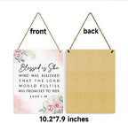 Inspirational Bible Verse Wall Art Decor Pink Luke 1:45 Christian Gifts for Women Scripture Wooden Hanging Sign for Modern Home Office Kids Room Bathroom Bedroom Wall Art Decoration 8 x 10 Inches - Image 7
