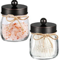 SheeChung 2 Pack Glass Mason Jar Qtip Holder with ORB Stainless Steel Lids by SheeChung