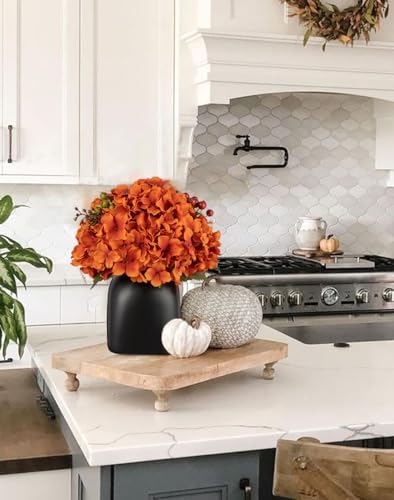 Briful Autumn Hydrangea Artificial Flowers in Black Square Ceramic Pot, Burnt Orange Silk Hydrangea Flowers Realistic Potted Fake Flowers with Berries for Home Decor Indoor Wedding Table Centerpieces - Image 5
