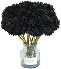 Tinsow 12PCS Halloween Artificial Flowers Black Faux Ball Chrysanthemum by Tinsow