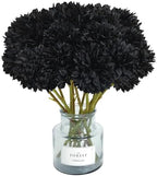 Tinsow 12PCS Halloween Artificial Flowers Black Faux Ball Chrysanthemum by Tinsow