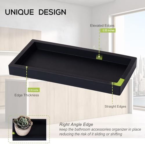 Silicone Bathroom Vanity Tray Dish Soap Holder Sink Organizer, Black - Image 4