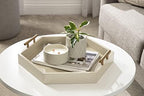 Kate and Laurel Lipton Modern Hexagon Tray; 18 x 18; Sand; Midcentury Decorative Serving Tray for Storage and Display - Image 2