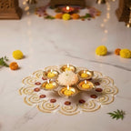 SATVIK Traditional Metal Urli for Decoration – Set of 6 | Antique Finish Decorative Urli Bowls for Floating Flowers, Diyas & Candles | Metal Urli for Home, Temple & Festive Décor - Image 3