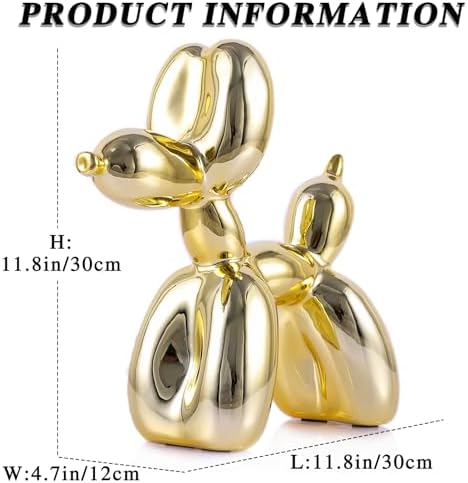 Balloon Dog Sculpture Modern Home Decor Collectible Figurines Funky Statues for Bedroom Trendy Animal Decor for Coffee Table Living Room Decor, 11.8 * 11.8 * 4.7inch, Gold - Image 3