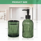2 Pcs Green Bathroom Accessories Set, Glass Bathroom Set, Soap Dispenser, Toothbrush Holder Set, Crystal Modern Bathroom Decor, Housewarming Gift Set - Image 2